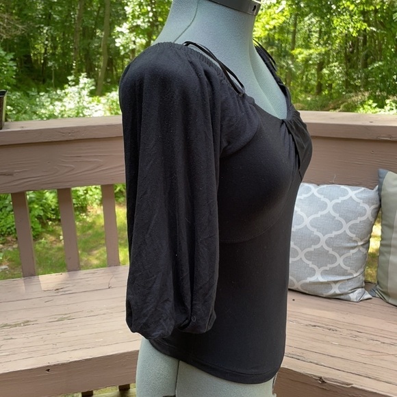 Free People Romantic Black Puff Sleeve Top - Picture 9 of 10